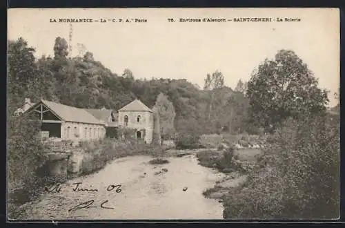 AK Saint-Céneri, La Scierie au bord de la rivière en Normandie