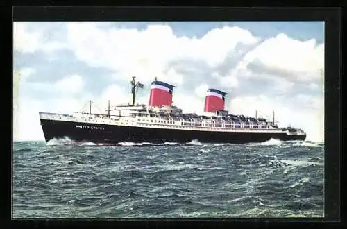 Künstler-AK Passagierschiff SS United States auf hoher See