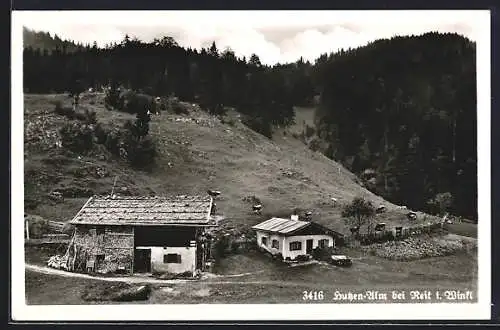 AK Reit im Winkl, Gasthof Hutzen-Alm mit weidenden Kühen