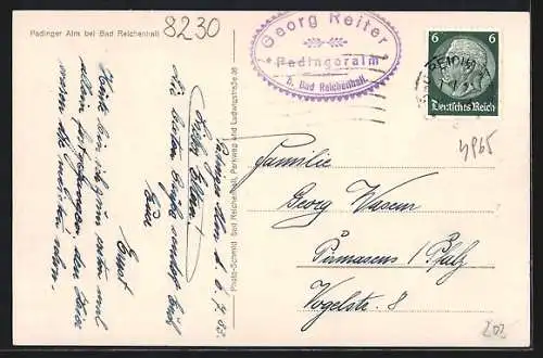 AK Bad Reichenhall, Gasthaus Padinger Alm