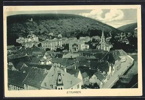 AK Ettlingen, Blick über die Dächer der Stadt