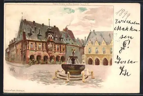 Lithographie Goslar, Partie an der Kaiserwarth