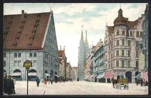 AK Nürnberg, Königsstrasse mit Mauthalle