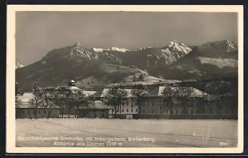 AK Sonthofen, Die Karpathenkaserne mit Imbergerhorn, Breitenberg, Rotspitze und Daumen