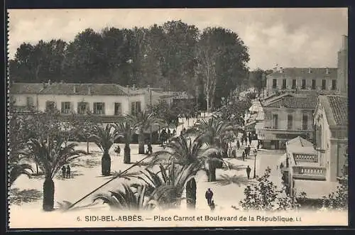AK Sidi-Bel-Abbès, Place Carnot et Boulevard de la République