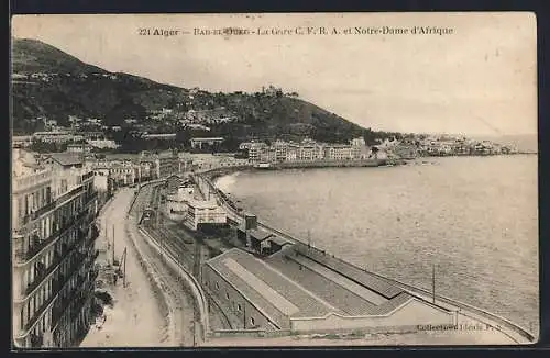 AK Alger, Bab-El-Oued, La Gare CFRA et Notre-Dame d`Afrique