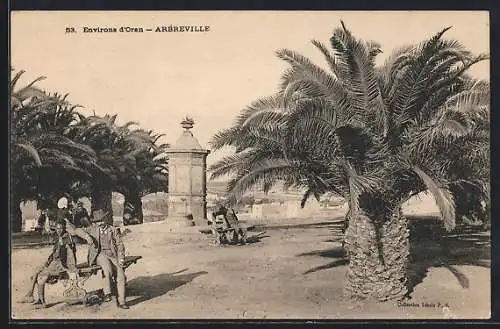 AK Arbreville /Oran, Plateau mit Palmen und Ortsblick