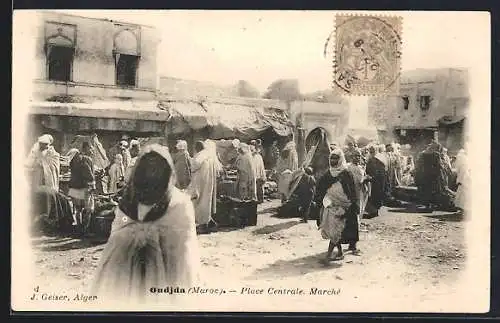 AK Oudjda, Place Centrale, Marché