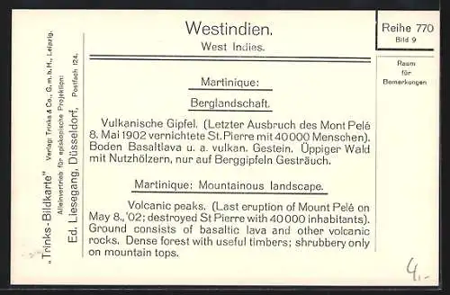 AK Martinique, Berglandschaft mit vulkanischen Gipfeln