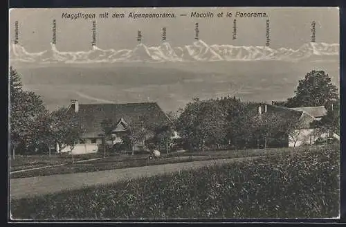 AK Magglingen, Ortsansicht mit Alpenpanorama