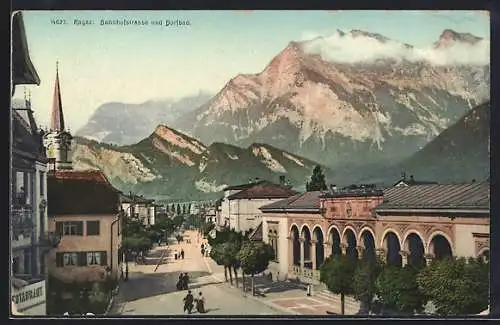 AK Ragaz, Bahnhofstrasse und Dorfbad