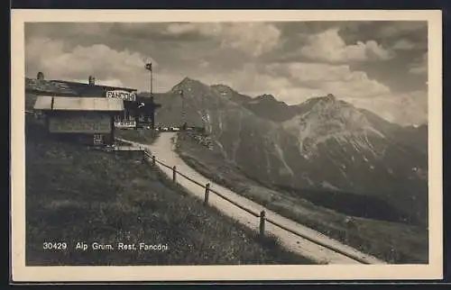 AK Alp Grüm, Restaurant Fanconi mit Bergstrasse