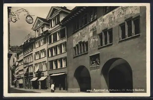AK Appenzell, Rathaus und Uli Rotach-Denkmal