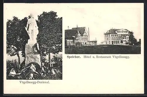 AK Speicher, Hotel u. Restaurant Vögelinsegg, Vögelinsegg-Denkmal