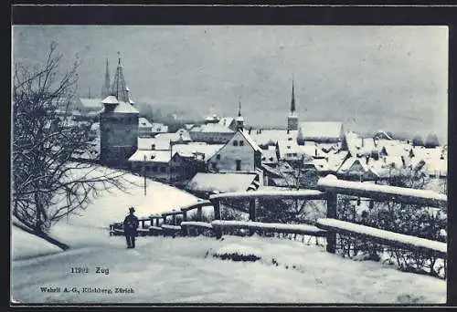 AK Zug, Stadtpartie im Schnee