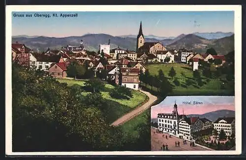 AK Oberegg, Hotel Bären, Teilansicht mit Kirche