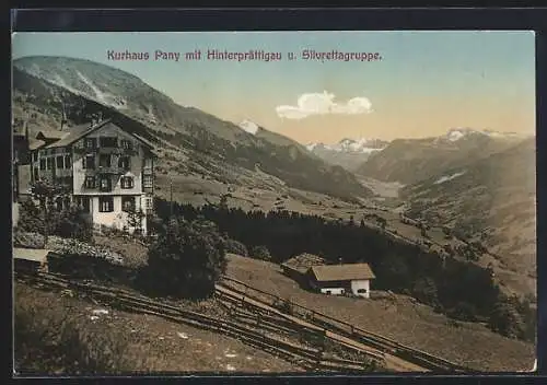 AK Pany, Kurhaus mit Hinterprättigau und Silvrettagruppe