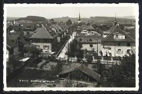 AK Bümpliz, Strassenpartie aus der Vogelschau, Blick zur Kirche