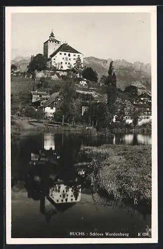 AK Buchs / St. Gallen, Schloss Werdenberg mit Flusspartie