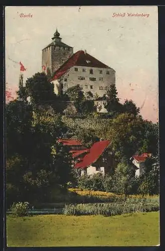 AK Buchs / St. Gallen, Blick zum Schloss Werdenberg