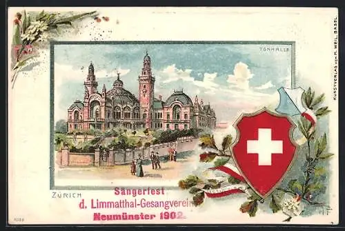 Lithographie Zürich, Tonhalle, Wappen