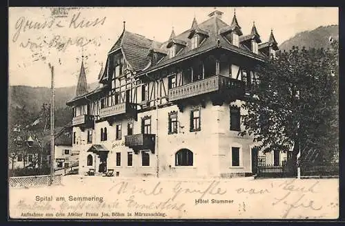 AK Spital am Semmering, Partie vor dem Hotel Stummer