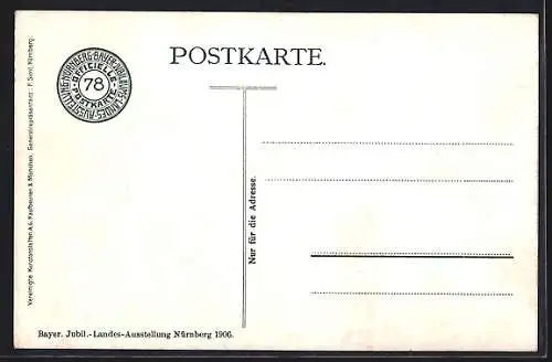 Künstler-AK Nürnberg, Bayerische Jubiläums-Landes-Ausstellung 1906, Kunstgewerbehaus