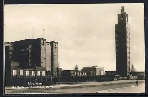 AK Magdeburg, Stadthalle mit Ausstellungsturm