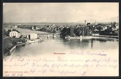 AK Rheinfelden, Wasserpartie mit Brücke zwischen den Stadtteilen