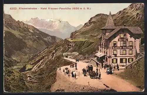 AK Klausenstrasse, Hotel Klausen-Passhöhe Em. Schillig