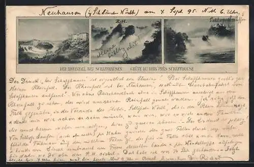 Vorläufer-AK Schaffhausen, 1895, Hotel, Rheinfall, Ortspartie bei Mondschein