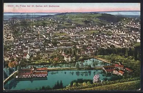 AK St. Fiden bei St. Gallen, Teilansicht mit Bodensee