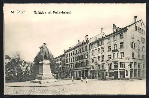 AK St. Gallen, Marktplatz mit Vadiandenkmal