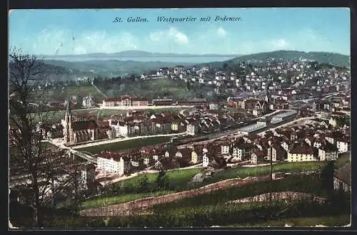 AK St. Gallen, Westquartier mit Bodensee