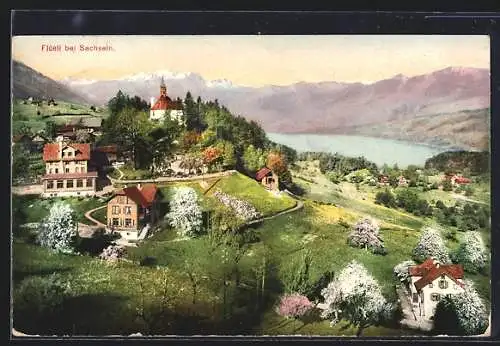 AK Flüeli bei Sachseln, Ortspartie mit Bergen