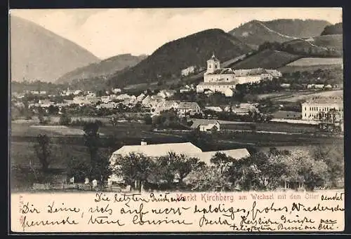 AK Kirchberg am Wechsel, Gesamtansicht gegen die Berge