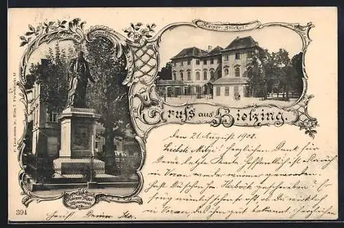 AK Wien, Gasthaus Kaiser-Stöckel und Kaiser Max-Monument in Hietzing