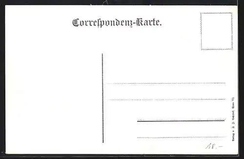 Lithographie Karnabrunn, Ortsansicht von oben, Neue Kapelle