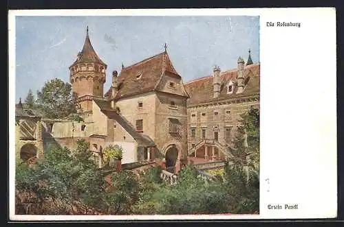 Künstler-AK Erwin Pendl: Rosenburg, Partie beim Schloss