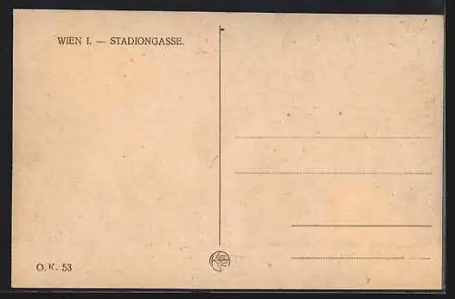 Künstler-AK Wien, Strassenpartie Stadiongasse