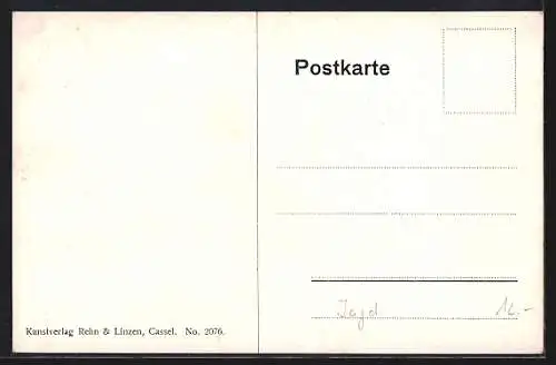 Künstler-AK M. Müller jun.: Jäger thront über einem erlegten Hirsch