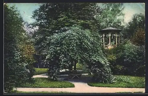 AK Bad Hall /Ob. Österr., Parkpartie mit Pavillon