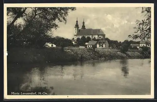 AK Maria Lanzendorf, Blick zur Kirche