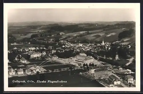 AK Gallspach, Ortsansicht mit Wasser und Felder, Elweka Flugaufaufnahme