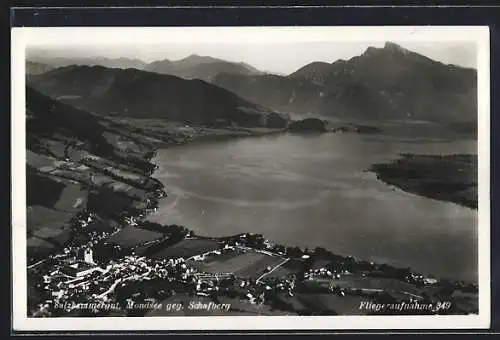 AK Mondsee, Salzkammergut, Teilansicht gegen Schafberg