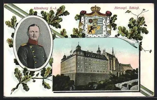 AK Altenburg /S.-A., Herzog von Sachsen-Altenburg, Schloss, Wappen