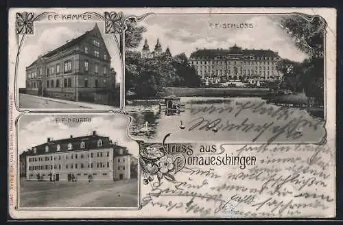 AK Donaueschingen, Kammer, Neubau und Schloss