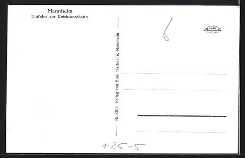 AK Mannheim, Einfahrt zur Reichsautobahn