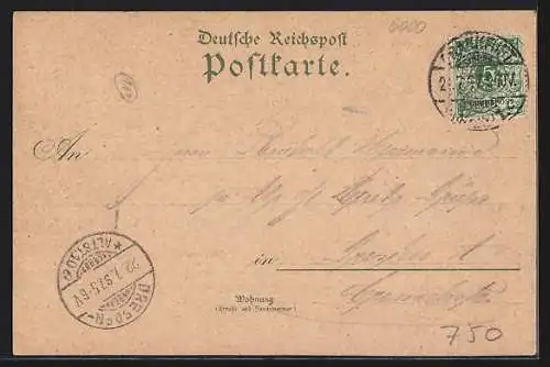 Lithographie Frankfurt / Main, Reklame Knittel`s Patent-Portemonnaie, Partie beim Zollamt