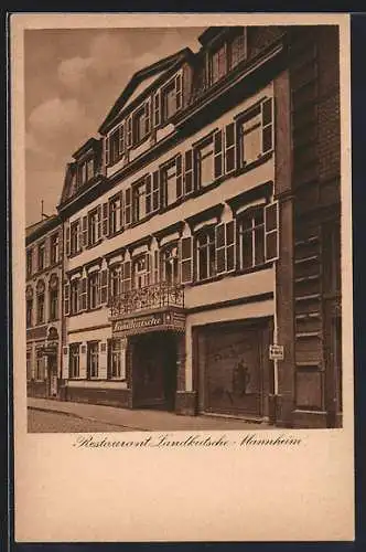 AK Mannheim, Restaurant Landkutsche v. E. Schlipf, Strasse D 5, 3